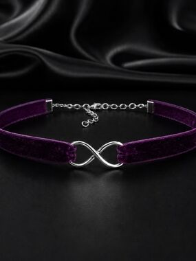 Hand Crafted Purple Velvet Infinity Choker Necklace